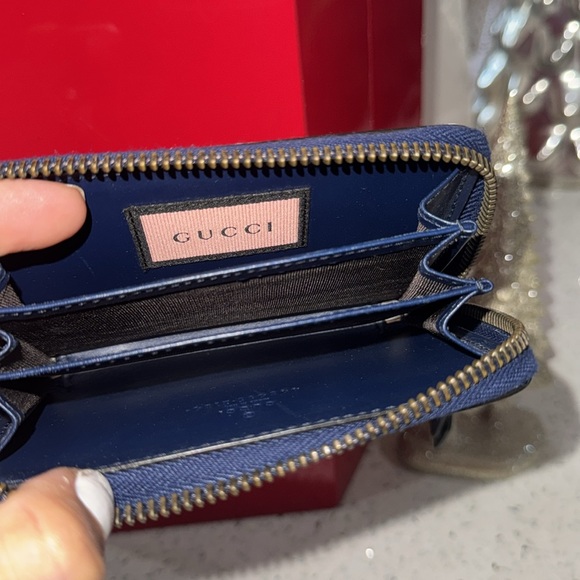 💙♥️GUCCI Calfskin Ghost Zip Around Card Case/Wallet - Picture 9 of 10